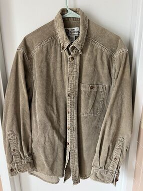 Basic Options Corduroy Shirt Jacket in Light Taupe